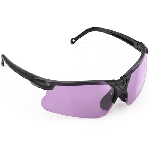 xaegistac Shooting Glasses with Case-Safety Glasses Anti Fog | Z87.1 Certificated Impact Resistance Safety Glasses for Hunting Shooting Sports - color: Purple Lens Black Frame