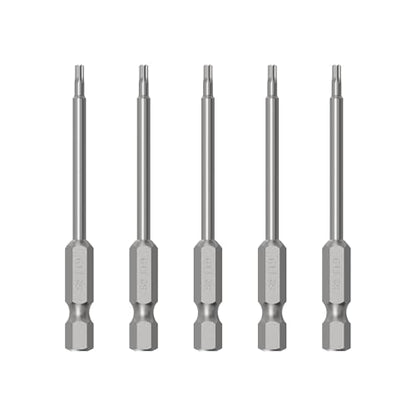 5PCS T9 Magnetic Tamper Proof Torx Screwdriver Bits, 1/4 Inch Hex Shank 3 Inch Length S2 Steel Security Drill Torx Head Drill Screw Driver Tools(75mm Long, Star 6 Point) - size: T9