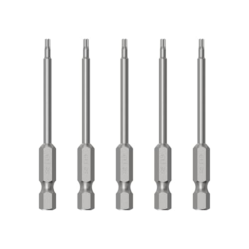 5PCS T9 Magnetic Tamper Proof Torx Screwdriver Bits, 1/4 Inch Hex Shank 3 Inch Length S2 Steel Security Drill Torx Head Drill Screw Driver Tools(75mm Long, Star 6 Point) - size: T9