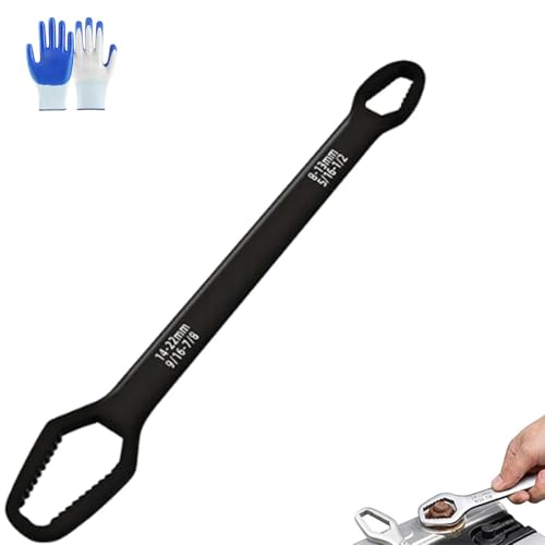 Universal Double Ended Wrench,Universal Car Wrench,Diy Machine Auto Maintenance, For 3mm-24mm Nuts, Chrome Vanadium Steel,For Home,Construction (Black) - color: Black