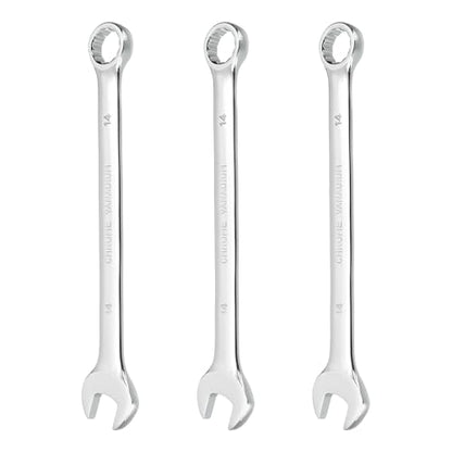 HARFINGTON 3Pcs Combination Wrench 14mm Metric 12-Point Box and Open End CR-V Steel Double Ended Spanner Tool for Automotive Pipe Furniture Machinery DIY Repair, Silver White - size: 14mm