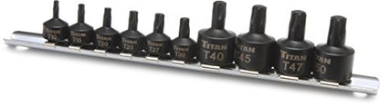 Titan 16142 10-Piece Low Profile Impact Star Bit Socket Set - size: Low Profile Star Impact