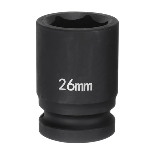 HARFINGTON 6-Point Impact Socket 3/4" Drive 26mm Metric 40Cr Alloy Steel Spindle Axle Nut Impact Socket - size: 26mm