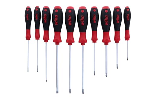 Wiha 30290 SoftFinish Grip ScrewDriver Set, Slotted 3.0-6.5, Phillips Number 0 -2 and Square Number 1-3, 10-Piece Set - style: 10 Pieces