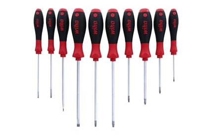 Wiha 30290 SoftFinish Grip ScrewDriver Set, Slotted 3.0-6.5, Phillips Number 0 -2 and Square Number 1-3, 10-Piece Set - style: 10 Pieces