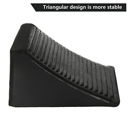 CertBuy 4 Pack Wheel Chock for Trailers, RV Wheel Chocks Heavy Duty, Black Rubber Wheel Chocks, Trailer Wheel Chocks for Car, Travel Trailers, RV, Truck, and ATV, 6.3"×4"×4"