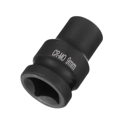 HARFINGTON 4 Point Square Socket 1/2" Drive 9mm Metric Square Impact Socket CR-MO Blackening Standard Wheel Sockets Pneumatic Socket Tool for Auto Repair Mechanical Maintenance Home Use - size: 9mm