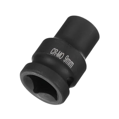 HARFINGTON 4 Point Square Socket 1/2" Drive 9mm Metric Square Impact Socket CR-MO Blackening Standard Wheel Sockets Pneumatic Socket Tool for Auto Repair Mechanical Maintenance Home Use - size: 9mm