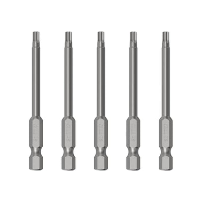 5PCS T20 Magnetic Tamper Proof Torx Screwdriver Bits, 1/4 Inch Hex Shank 3 Inch Length S2 Steel Security Drill Torx Head Drill Screw Driver Tools(75mm Long, Star 6 Point) - size: T20