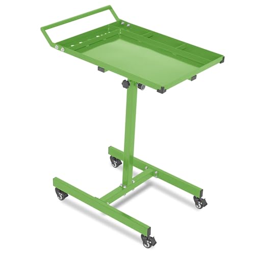 Garvee 35-45 Inch Adjustable Height Worktable, 220 Lbs Capacity Heavy-Duty Work Table with Wheels & Brakes, Mechanics Workbench for Warehouse, Repair Shops, Workshop, Garages and DIY (Green) - color: Green