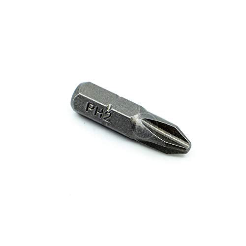 Benchmark Abrasives 1/4 Inch Hex Anti Slip Phillips Insert Screw Head Screwdriver Bits, Rotary Drill Bits for Repairing Electronics, Automotive Parts, Furniture (50 Pack) - (PH2 x 1") - size: PH2 x 1"