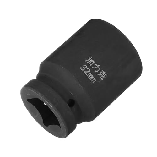HARFINGTON 4 Point Square Socket 1" Drive by 32mm Metric Square Impact Socket 40CR Blackening Standard Wheel Sockets Pneumatic Socket Tool for Auto Repair Mechanical Maintenance Home Use - size: 32mm