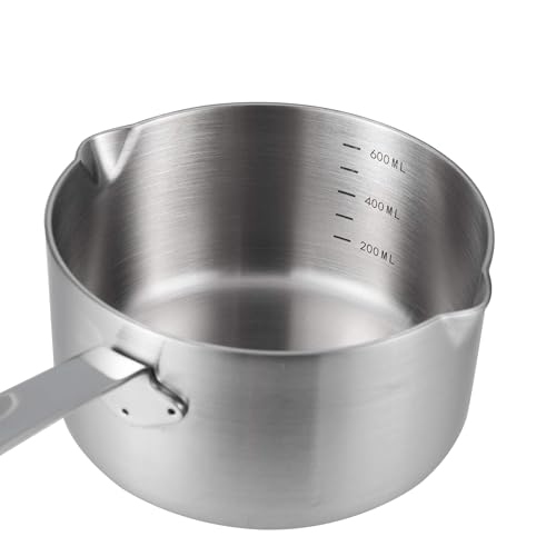 IMEEA Milk Butter Warmer Mini Butter Melting Pot Coffee Maker with Dual Pour Spout 18/10 Tri-Ply Stainless Steel (20oz/600ml) - size: 20 fl oz