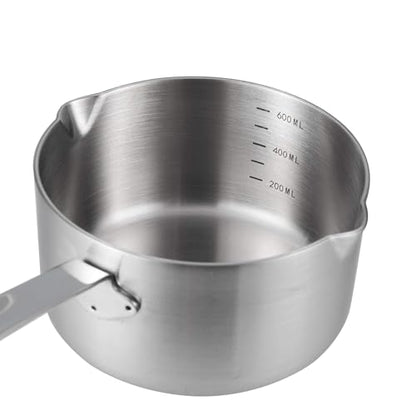 IMEEA Milk Butter Warmer Mini Butter Melting Pot Coffee Maker with Dual Pour Spout 18/10 Tri-Ply Stainless Steel (20oz/600ml) - size: 20 fl oz