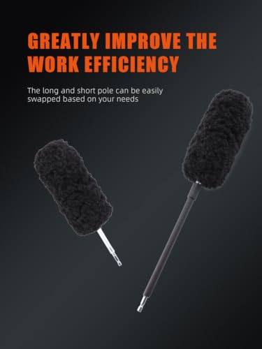Drill Wheel Brush, Drill Microfiber Wheel Brush, SPTA 1 Pc Soft Microfiber Extended Reach Rim Drill Wheel Brush,with 1 adddtional Drill Adapter for Electric Drill -DF068