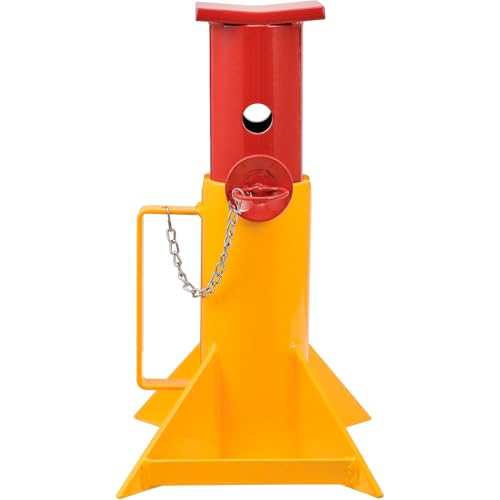 Global Industrial Heavy Duty Forklift Jack Stands with Holding Pins, One Pair, 26,000 Lb. Capacity, 9-1/2"H to 15-3/4"H, Steel Construction, Yellow & Red