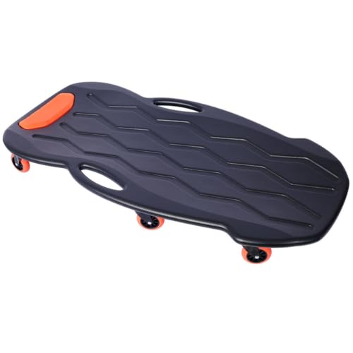 42 Inch Mechanic Creeper, Heavy Duty HDPE Rolling Garage Creeper with Padded Headrest, Dual Tool Trays, 6 Swivel Casters, 330 LBS Capacity, Low Profile Automotive Repair Creeper, Black