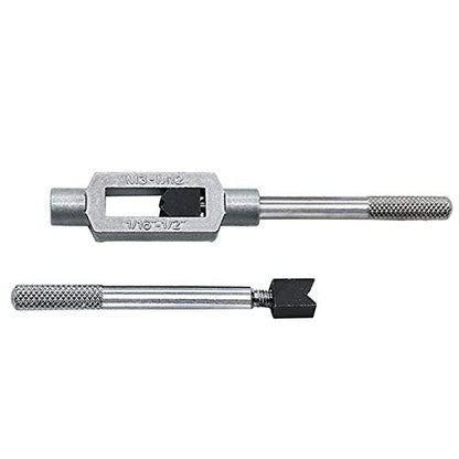 8pcs Metric Thread Machine Taps Set, Hand Screw Thread Plug Taps M3 M4 M5 M6 M8 M10 M12 with Adjustable Tap Wrench 1/16-1/2''