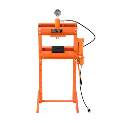 VEVOR Hydraulic Shop Press, 20 T H-Frame Pneumatic Shop Press with Press Plate, Stable Garage Floor Adjustable Hydraulic Press with Triangular Support, Fit for Bending, Straightening & Stamping - size: 20T