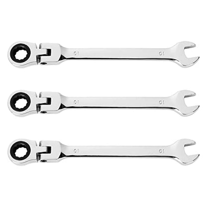3 Pack 10mm Flex Head Ratcheting Wrench, 10mm Ratcheting Combination Wrench, Chrome Vanadium Steel Gear Wrench, 5° Movement, 72 Tooth