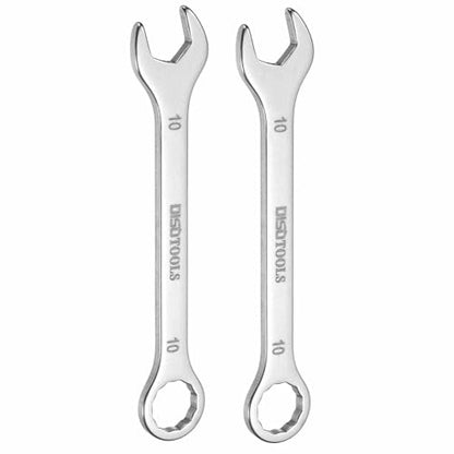 HARFINGTON 2pcs Thin Combination Wrench 10mm Offset 6-Point Ended Box & 15° Angled Open End Mini Combination Wrench 30Cr13 Stainless Steel Quenching Polish Metric Spanner for Auto Repairs - size: 10mm