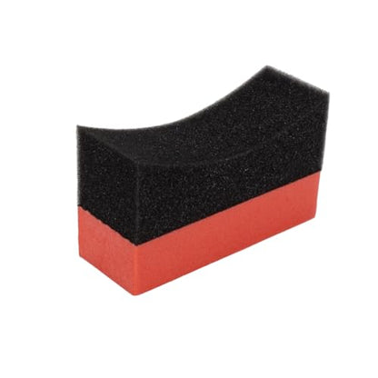 Maxshine Tire Dressing Applicator, Curved Foam Pad 10x4cm, Red & Black | Ergonomic Grip, High-Density Non-Abrasive | Even Tire, Trim & Wax Application