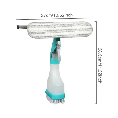 4 in 1 Window Cleaning Kit, Professional Window Vacuum Squeegee with Spray Bottle, Cleaner Brush Tools for Shower Wall Mirror Glass Car Windshield Countertop