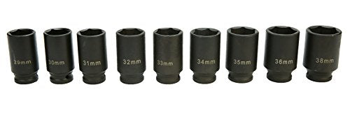 8MILELAKE Axle Nut Impact Sockets Set 9pcs Front and Back Wheel Driver Sockets 1/2 inches Drive