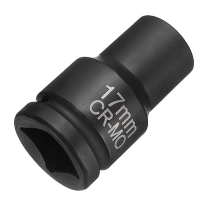 HARFINGTON 4 Point Square Socket 1" Drive 17mm Metric Square Impact Socket CR-MO Blackening Standard Wheel Sleeve Pneumatic Sleeve Tool for Auto Repair Mechanical Maintenance Home Use - size: 1"/17mm