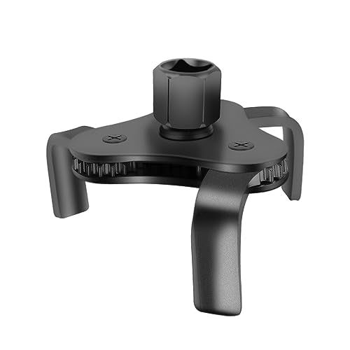 Universal Adjustable Oil Filter Wrench, Carbon Steel, Black, 1/2 & 3/8 Inch Square Drive Socket, 3-Jaw & 2-Way Design - style: Universal