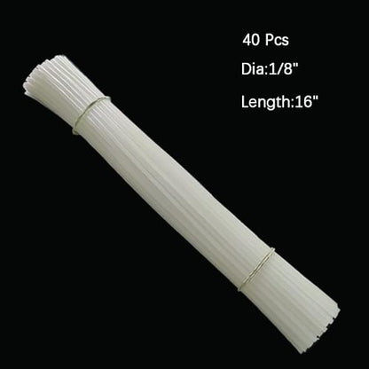 40 Pcs 16-Inch Length White HDPE Plastic Welding Rod,1/8" Diameter,High Density Polyethylene Welding Rod for Car Bumper,Water Tanks,Canoe and Plastic Bins - color: White