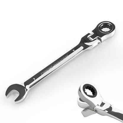Egofine 7mm Ratchet Wrench Flex Head, Ratcheting Combination Wrench Metric, Industrial Grade Gear Spanner with 12 Point Box End, 72-Teeth Ratchet, Chrome Vanadium Steel - style: 7mm