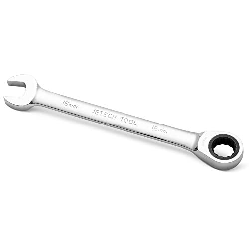 Jetech 16mm Ratchet Wrench, Ratcheting Combination Wrench Metric, Industrial Grade Gear Spanner with 12-Point Design, 72-Tooth Ratchet, Chrome Vanadium Steel for Auto & DIY Repair - size: 16mm