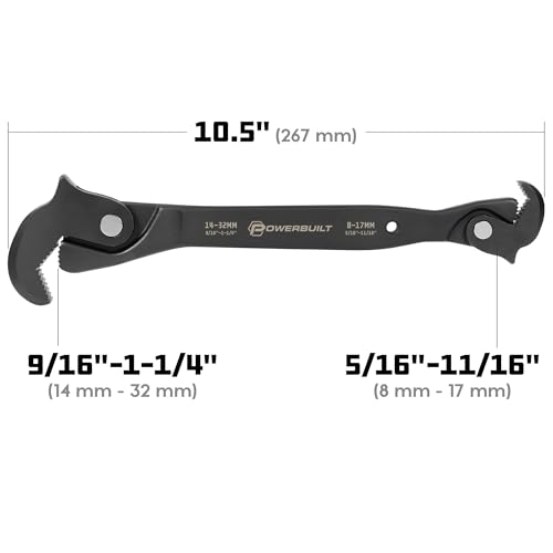 Powerbuilt 10.5 Inch Dual Headed Self-Adjusting Wrench, Quick Auto-Adjusting Jaws for Home Auto Bike Repair, 8–32mm / 5/16"–1-1/4" 643159ECE - style: 10.5 in Dual headed