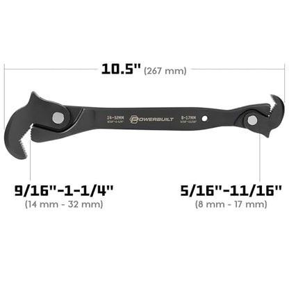 Powerbuilt 10.5 Inch Dual Headed Self-Adjusting Wrench, Quick Auto-Adjusting Jaws for Home Auto Bike Repair, 8–32mm / 5/16"–1-1/4" 643159ECE - style: 10.5 in Dual headed