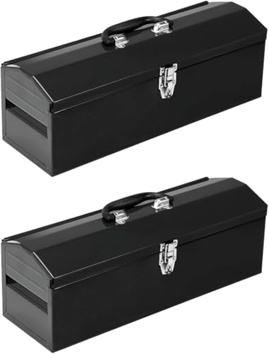 2Pcs Portable Tool Box, Metal Latch Closure, 19" Hip Roof Style, Ideal for Trailer, Mechanic, DIY-ers, Car Toolbox, Workshops, Garages, Repair Shops,Black - size: 2P-19in-Black