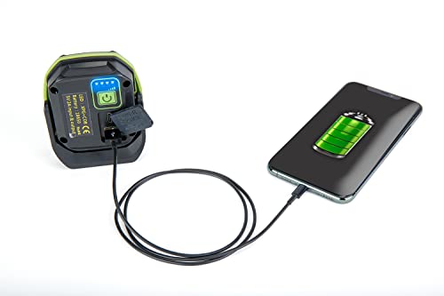 PowerSmith Rechargeable Work Light Magnetic Work Light 800 Lumen Flood Light 500 Lumen Spot Light, Hook and 1/4" Threaded Fitting for Tripod, USB Output (PILF800S) | Rechargeable Magnetic LED Work Light