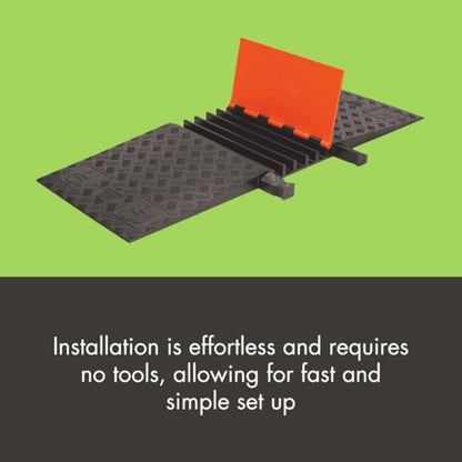 Checkers 5 Channel Low Profile Drive Over Cable Protector with Built in ADA Compliant Ramp, Heavy Duty Loads up to 68,000 Pounds, Polyurethane Construction, Black/Black, GD5X75-B/B - color: Black