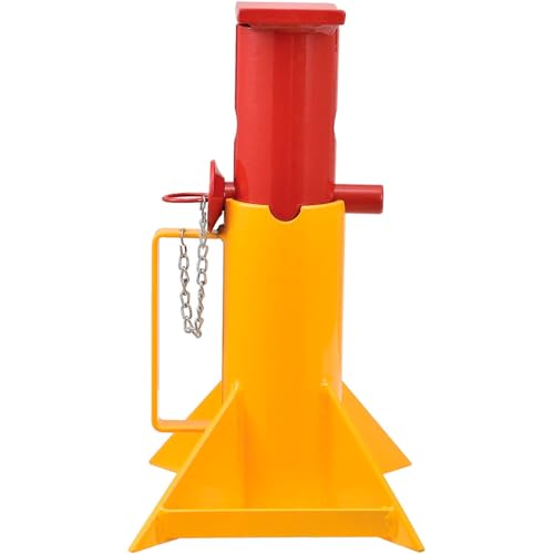 Global Industrial Heavy Duty Forklift Jack Stands with Holding Pins, One Pair, 26,000 Lb. Capacity, 9-1/2"H to 15-3/4"H, Steel Construction, Yellow & Red