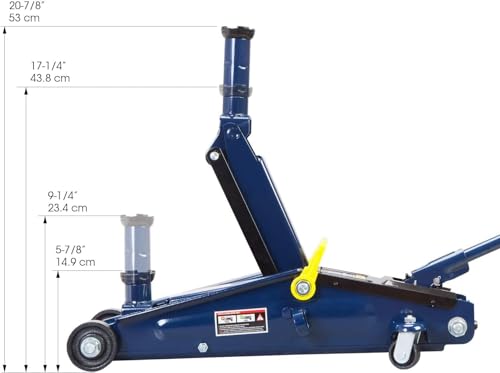 3 Ton (6,000 lbs) Low Profile Heavy Duty Steel Hydraulic Floor Jack with Single Piston Pump, Lifting Range 5-11/16" to 21", for Car, SUV and Truck, Blue - color: blue