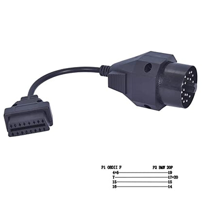 ANCEL Obd2 Female to 20 Pin Extension Convert Adapter OBD1 to OBD II Cable for 20 Pin E31 E32 E34 E36 E39 E38 E53 X 5 Z3 - color: gray