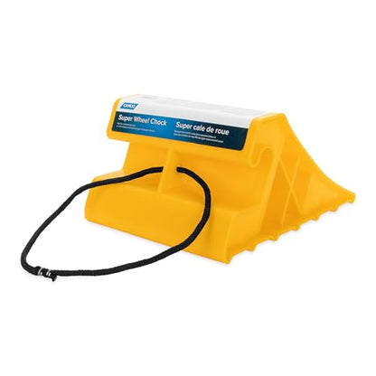 Camco Super Wheel Chock w/Rope - Large, Heavy Duty Trailer Wheel Chock Constructed of Durable Plastic - Features Rope Handle for Easy Removal - Use w/Tires Up to 29-inches – 44475 - size: Large w/ Rope