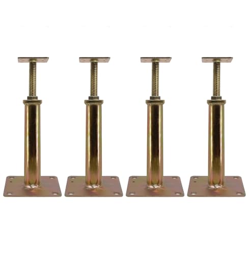 4 Pack Adjustable House Floor Jacks – 11"-16" Heavy Duty House Jacks for Leveling, Steel Support Posts for Beams, Decks, Crawl Spaces, Basements-Bronze - color: Bronze(4 Pack), size: 11"-16"
