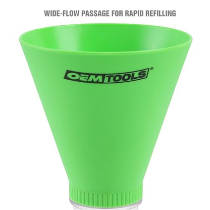 OEMTOOLS 87021 No Spill Oil Funnel for GM and BMW Vehicles, No Spill Oil Funnel Kit, Transparent Chamber, Plastic, Funnels for Automotive Use - size: GM and BMW