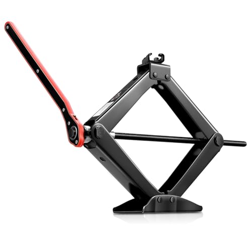 Auto Dynasty Scissor Car Jack, 2 Ton (4409LBS) Scissor Jacks, Lifting Range 17.4" (Max) to 3.85" (Min) Tire Jack Repair Kit with Ratchet Wrench for Car SUV Truck MPV Auto, Black - color: Black, size: 2T