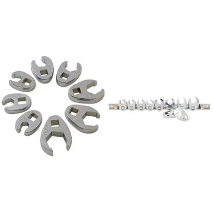 SUNEX 3/8-Inch Drive Crowfoot Flare Nut Wrench Set, SAE 3/8-Inch - 7/8-Inch & Metric Size 10 - Size 19, 18-Piece