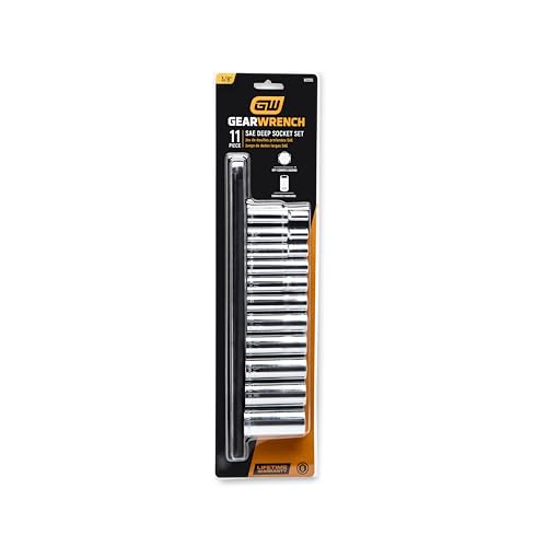GEARWRENCH 11 Pc. 3/8" Drive 6 Pt. Deep Socket Set, SAE - 80555 - size: 11 Pc, style: 3/8"