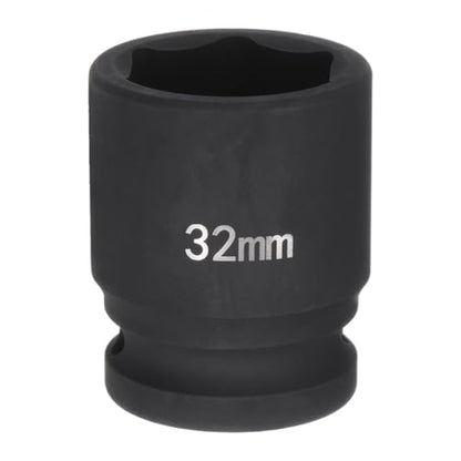 HARFINGTON 6-Point Impact Socket 3/4" Drive 32mm Metric 40Cr Alloy Steel Spindle Axle Nut Impact Socket - size: 32mm