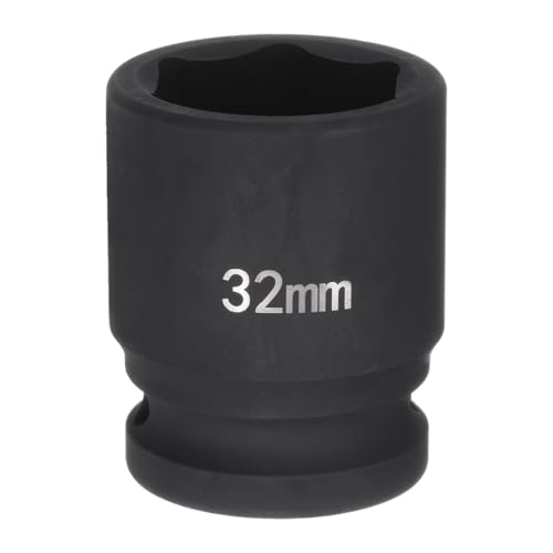 HARFINGTON 6-Point Impact Socket 3/4" Drive 32mm Metric 40Cr Alloy Steel Spindle Axle Nut Impact Socket - size: 32mm