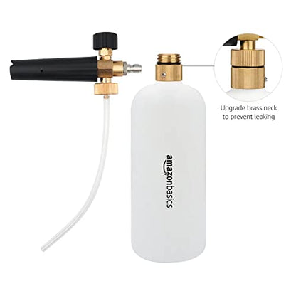 Amazon Basics Foam Cannon with 1/4-Inch Quick Connector for Pressure Washer, Snow Foam Lance for Car Washing, Adjustable Nozzle, 33-Ounce (1 Liter)